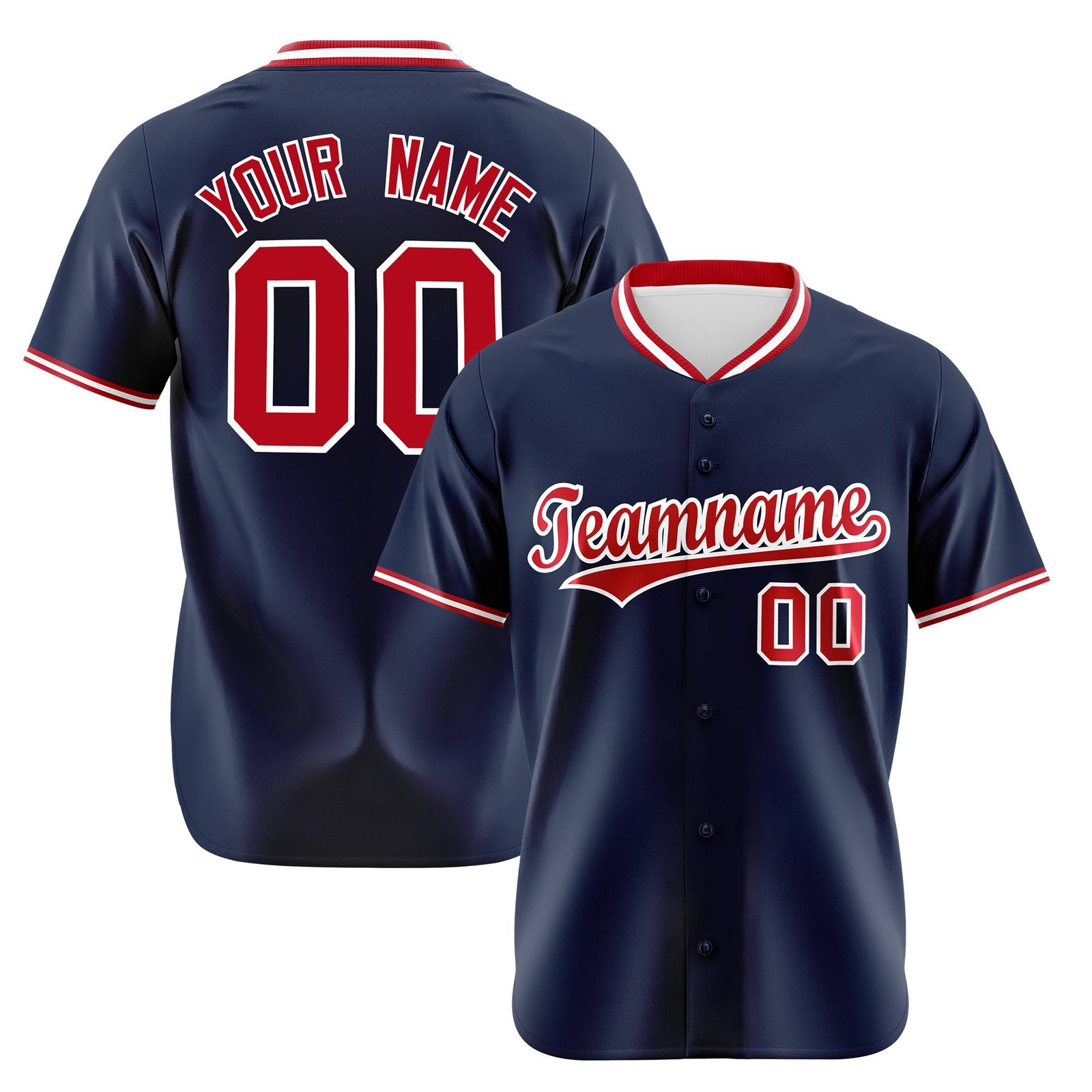 Custom Navy Red White Authentic Baseball Jersey