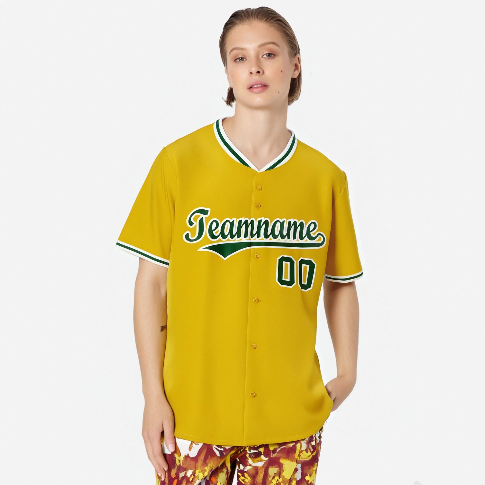 Custom Yellow Kelly Green White Authentic Baseball Jersey