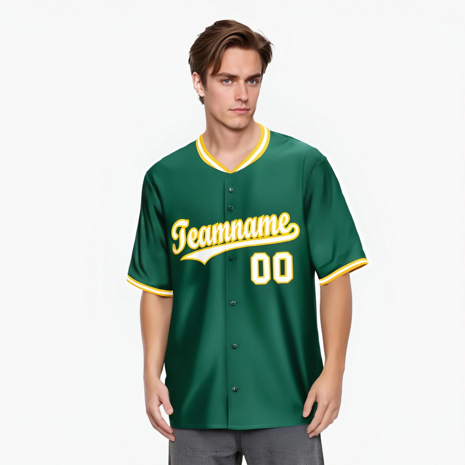 Custom Kelly Green Gold White Authentic Baseball Jersey