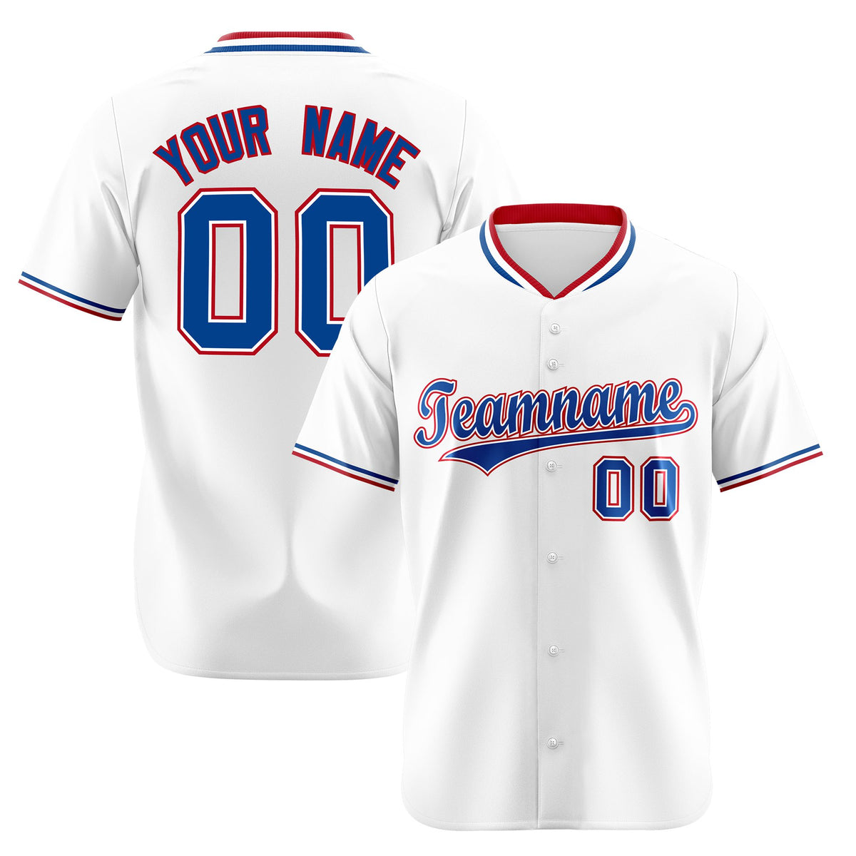 Custom White Royal Blue Red Authentic Baseball Jersey