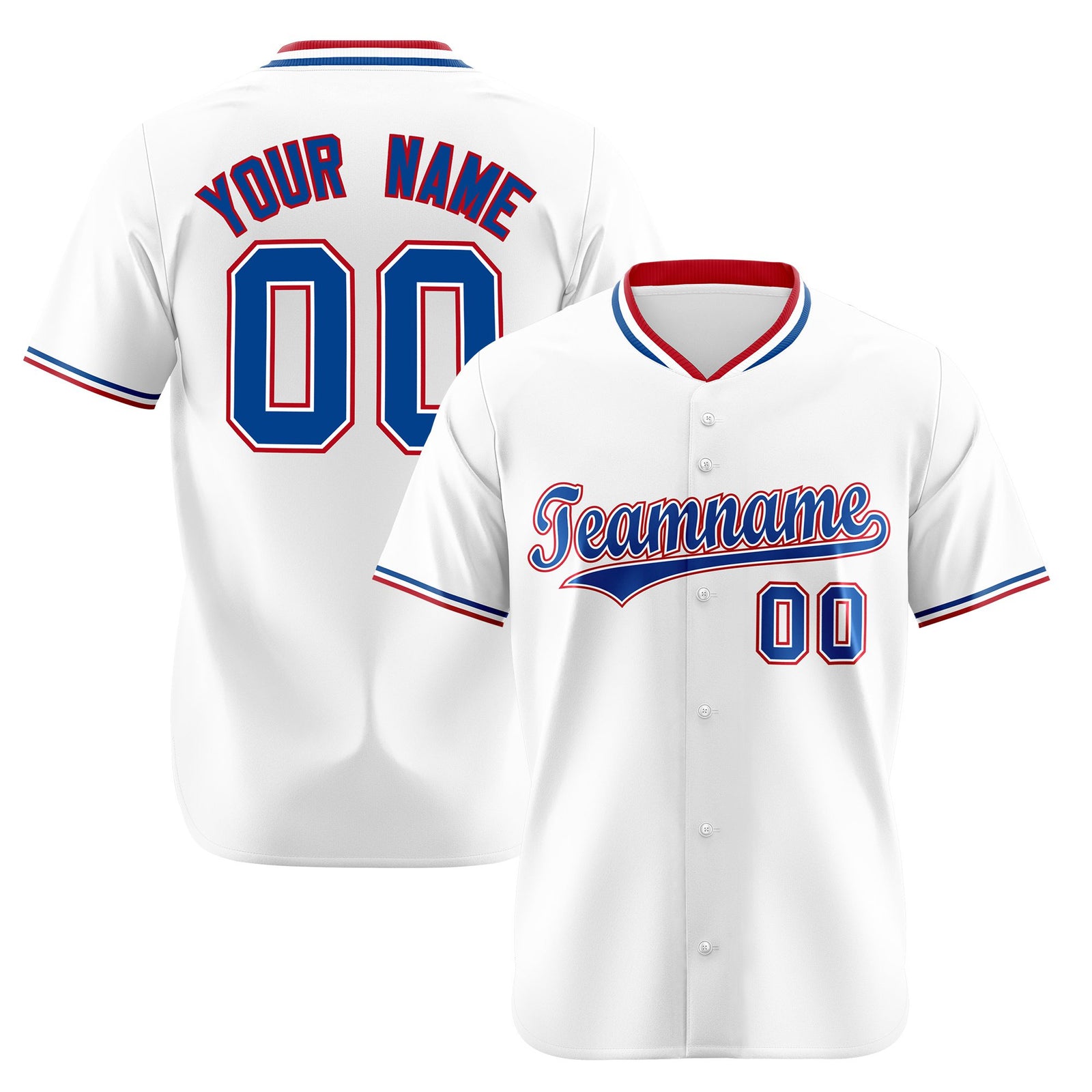 Custom White Royal Blue Red Authentic Baseball Jersey