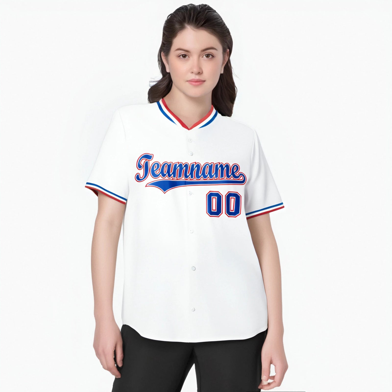 Custom White Royal Blue Red Authentic Baseball Jersey