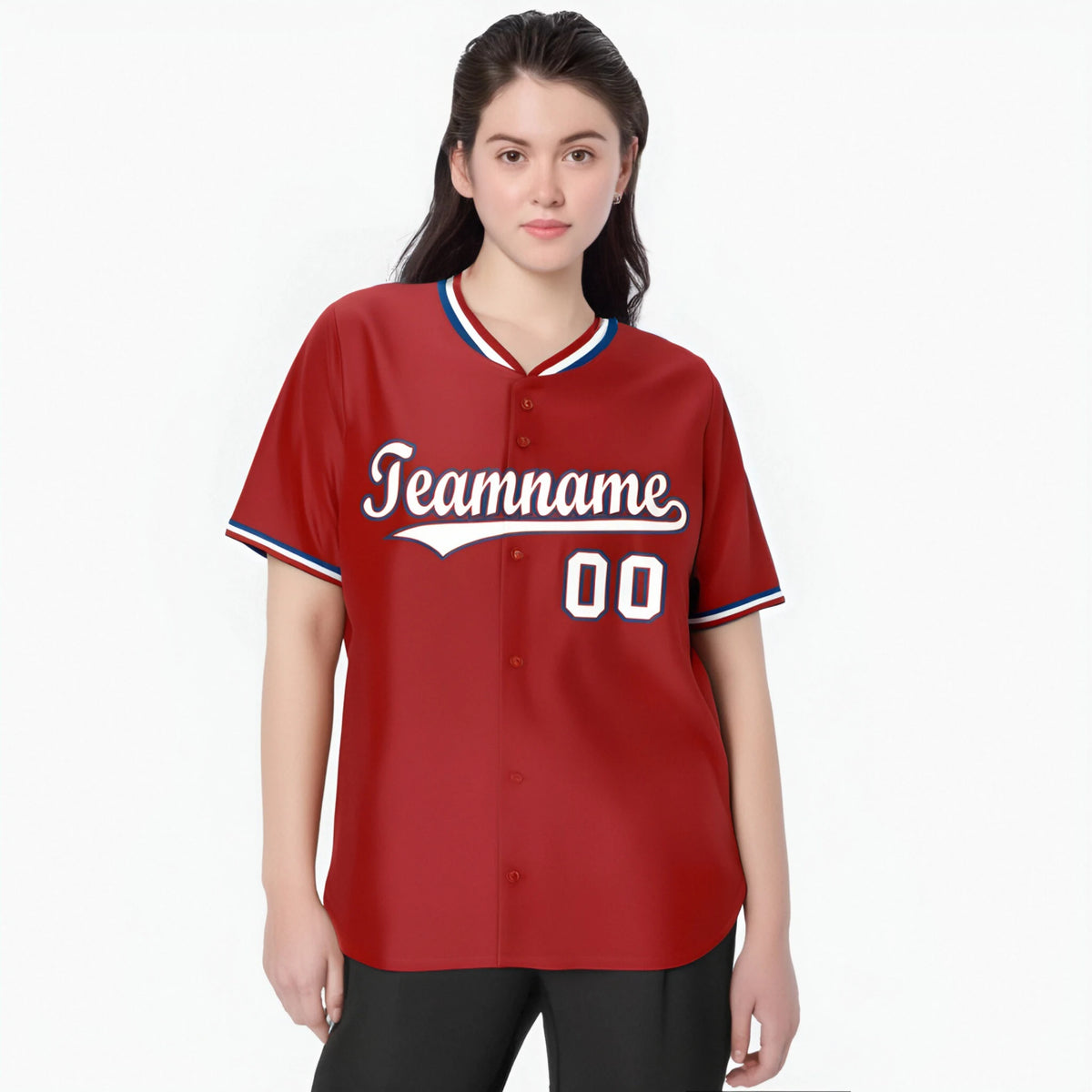 Custom Red Royal Blue White Authentic Baseball Jersey