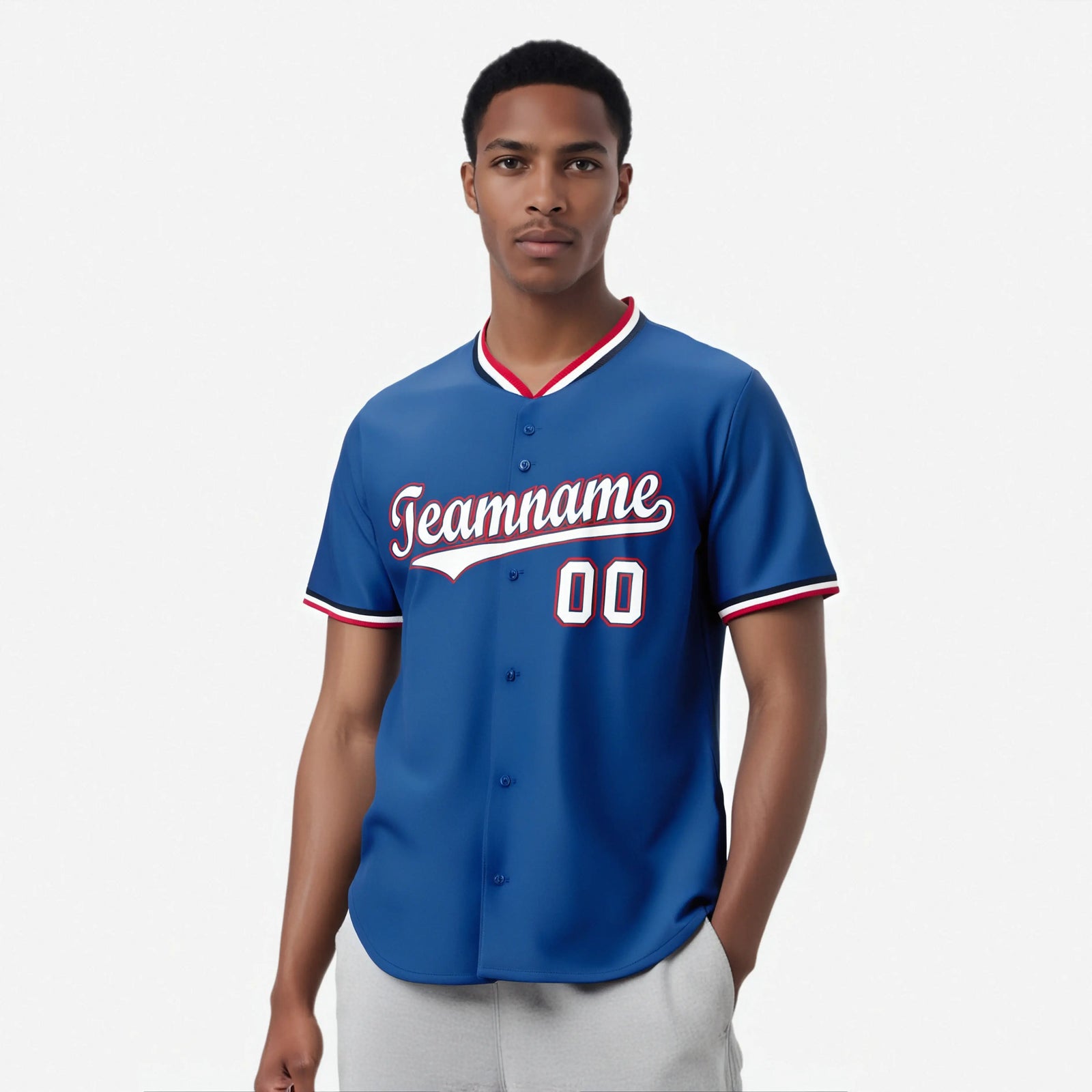 Custom Royal Blue Red White Authentic Baseball Jersey