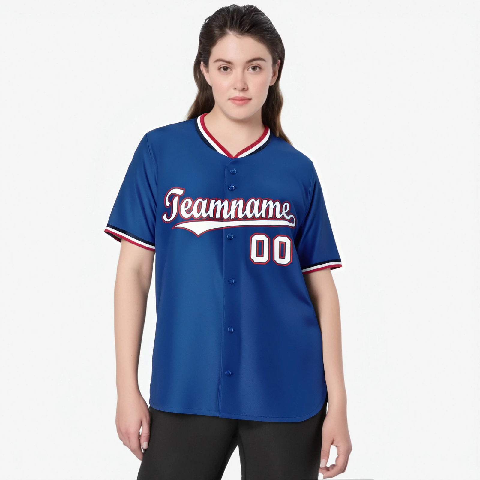 Custom Royal Blue Red White Authentic Baseball Jersey