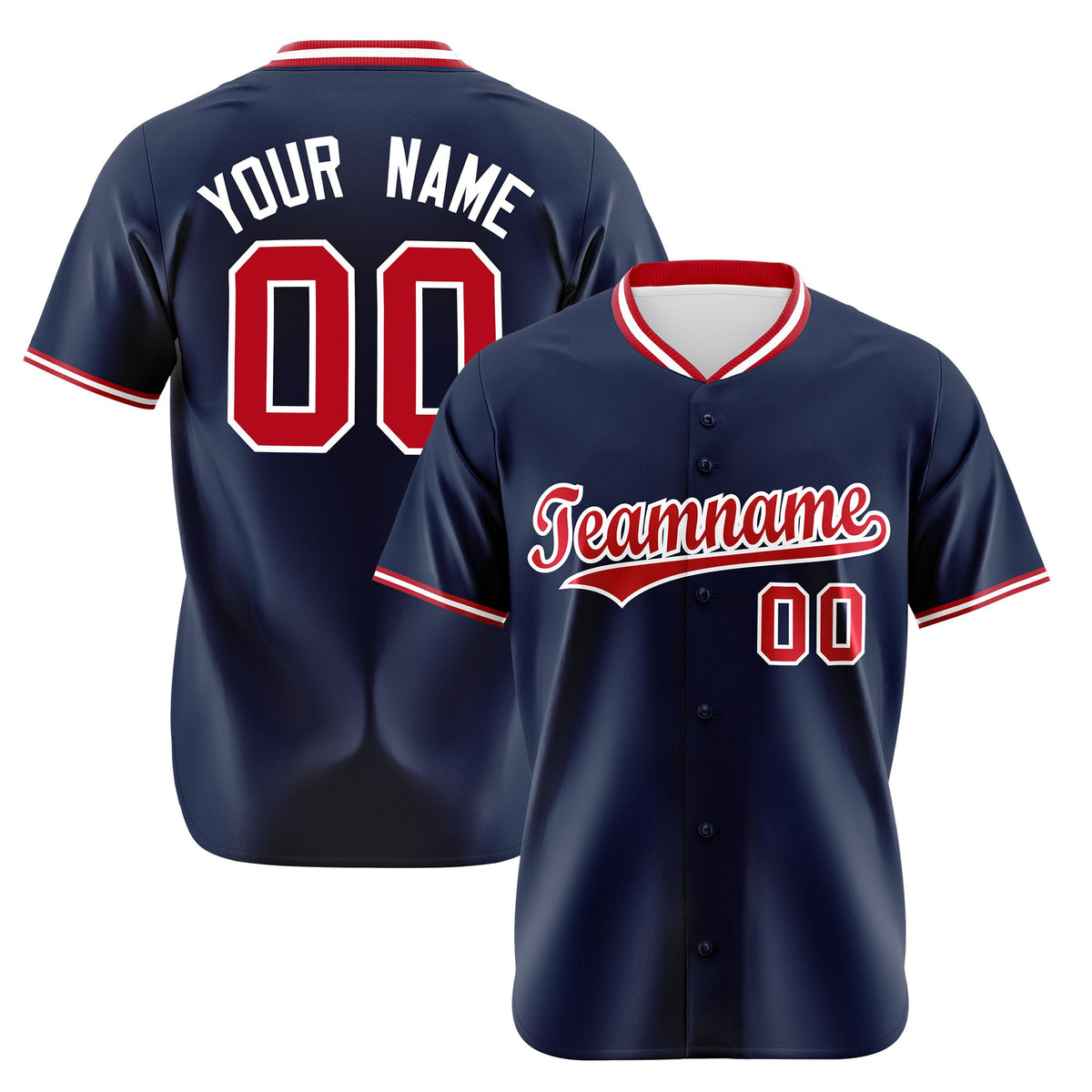 Custom Navy Red White Authentic Baseball Jersey