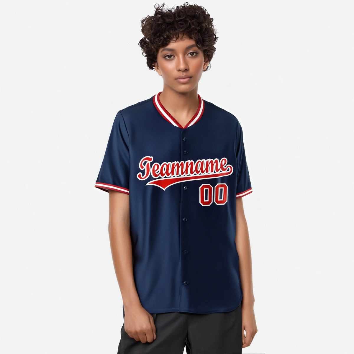 Custom Navy Red White Authentic Baseball Jersey