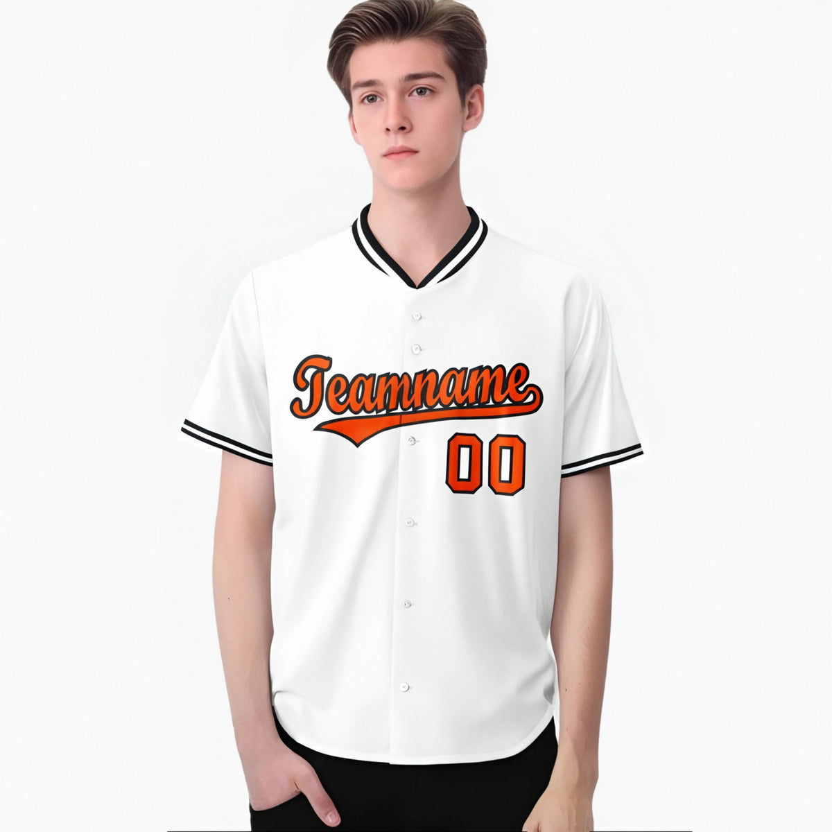Custom White Orange Black Authentic Baseball Jersey