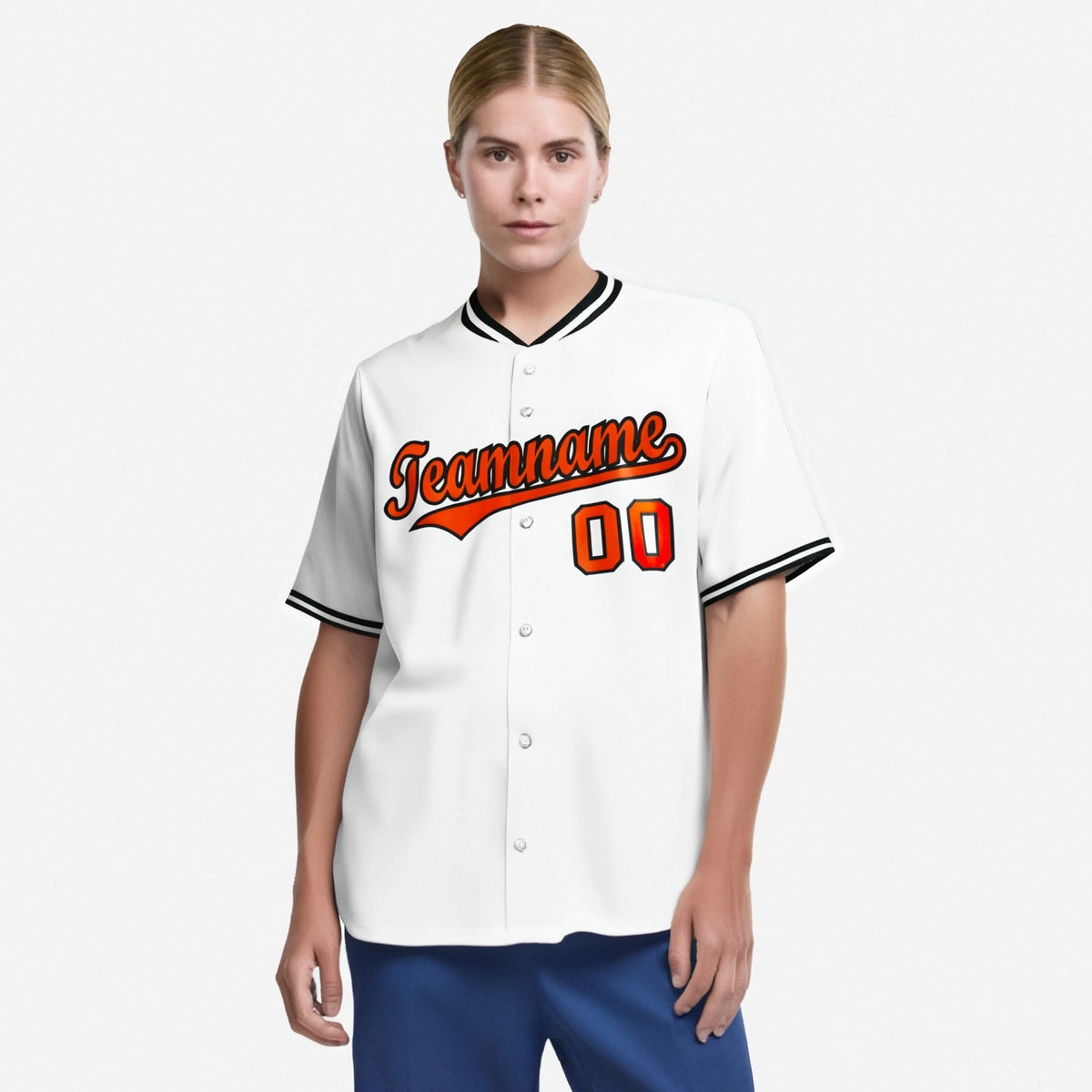 Custom White Orange Black Authentic Baseball Jersey