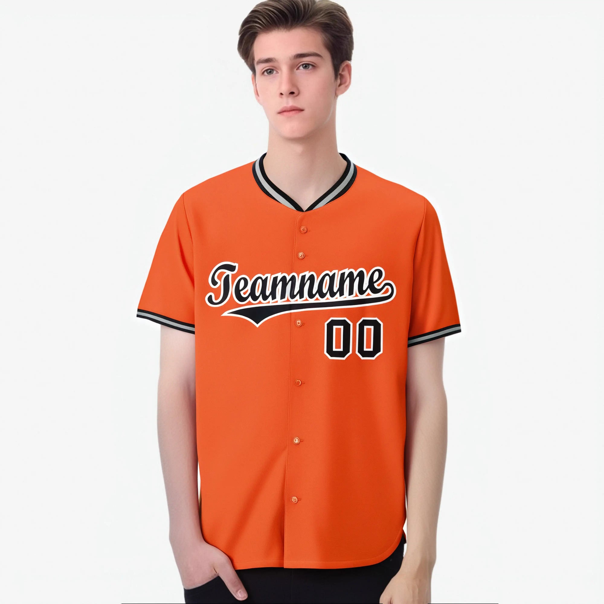 Custom Orange Black White Authentic Baseball Jersey