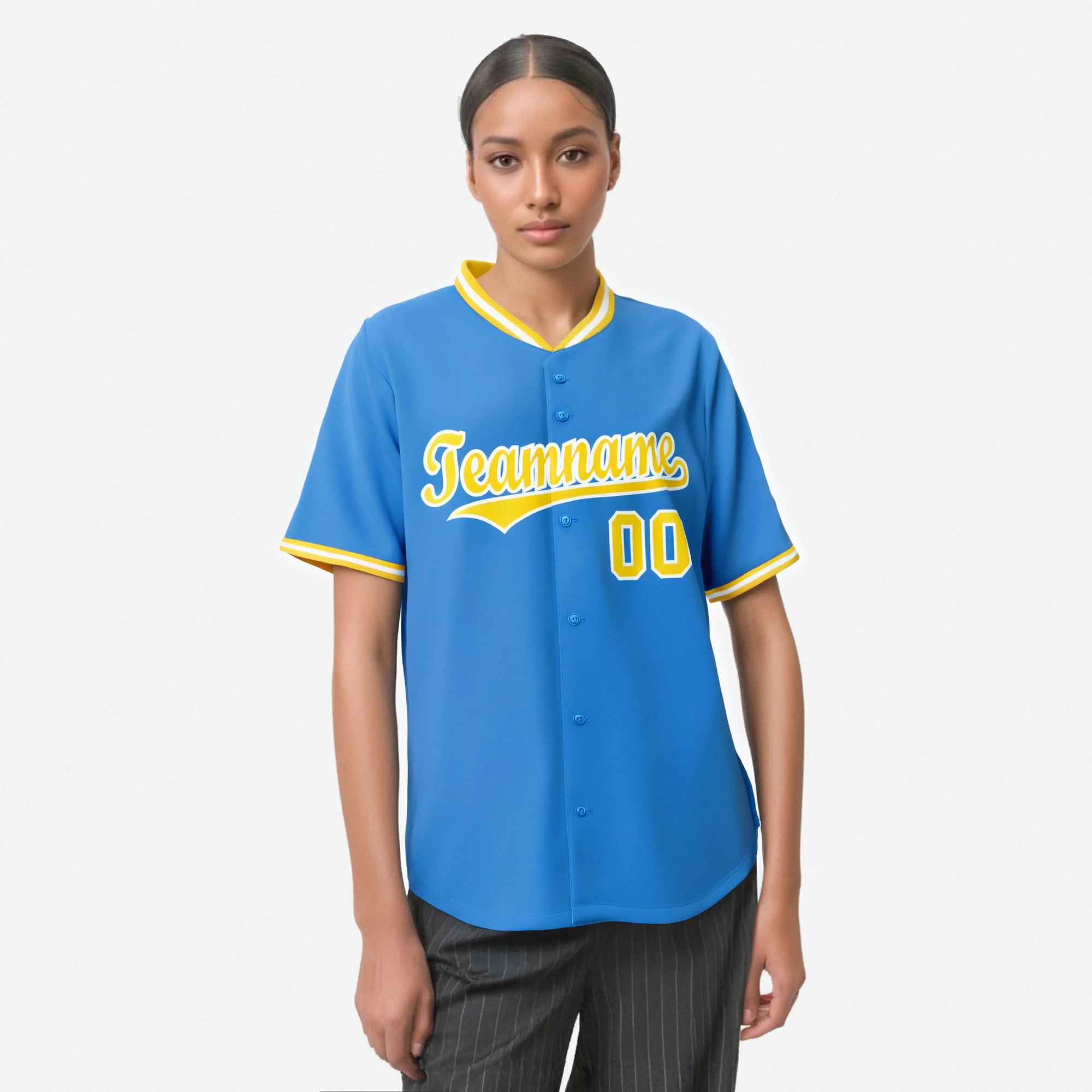 Custom Powder Blue Gold White Authentic Baseball Jersey