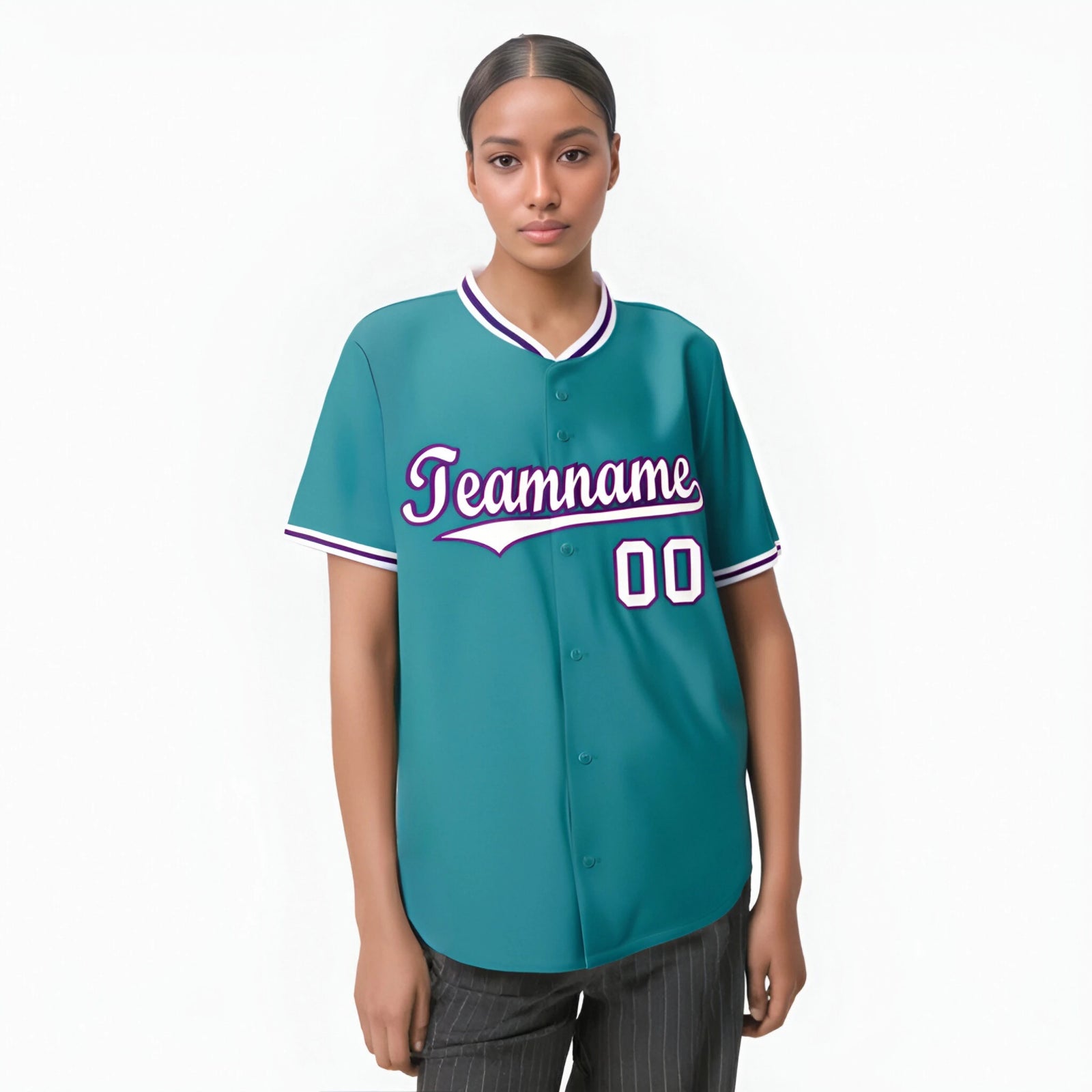 Custom Aqua Purple White Authentic Baseball Jersey