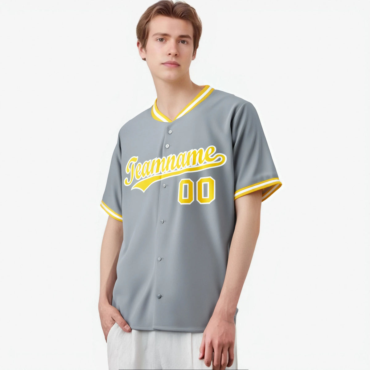 Custom Gray Gold White Authentic Baseball Jersey
