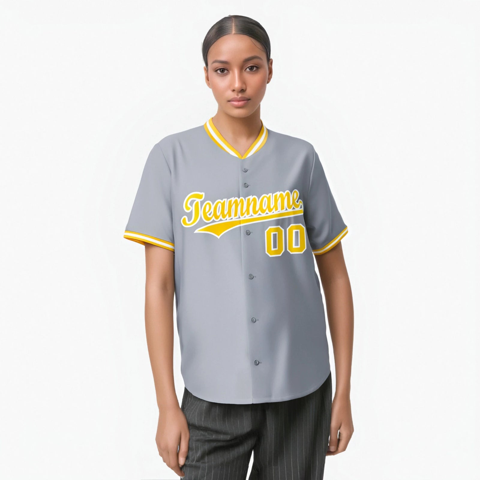 Custom Gray Gold White Authentic Baseball Jersey