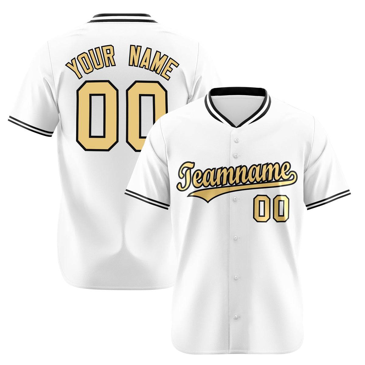 Custom White Khaki Black Authentic Baseball Jersey