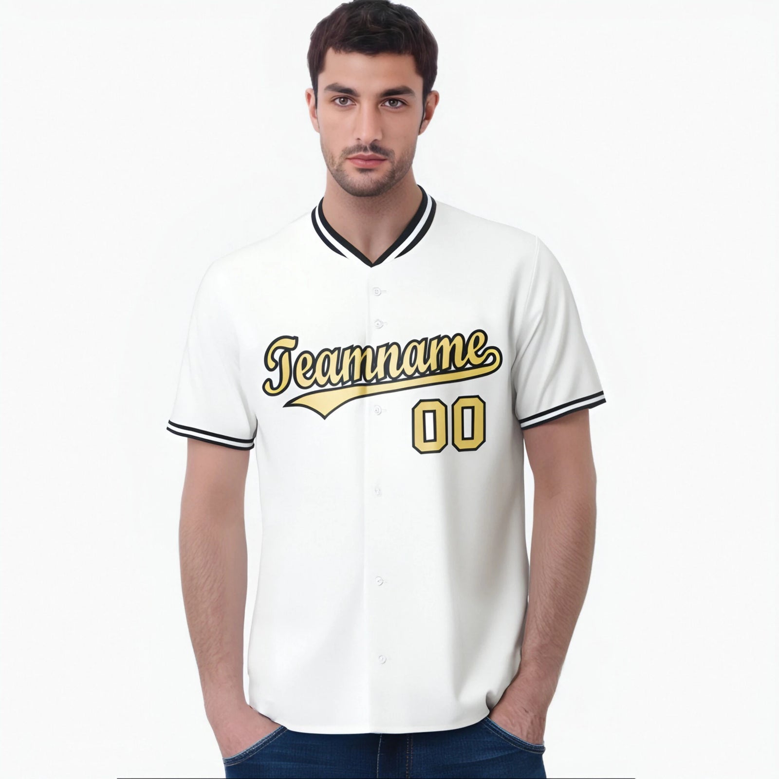 Custom White Khaki Black Authentic Baseball Jersey