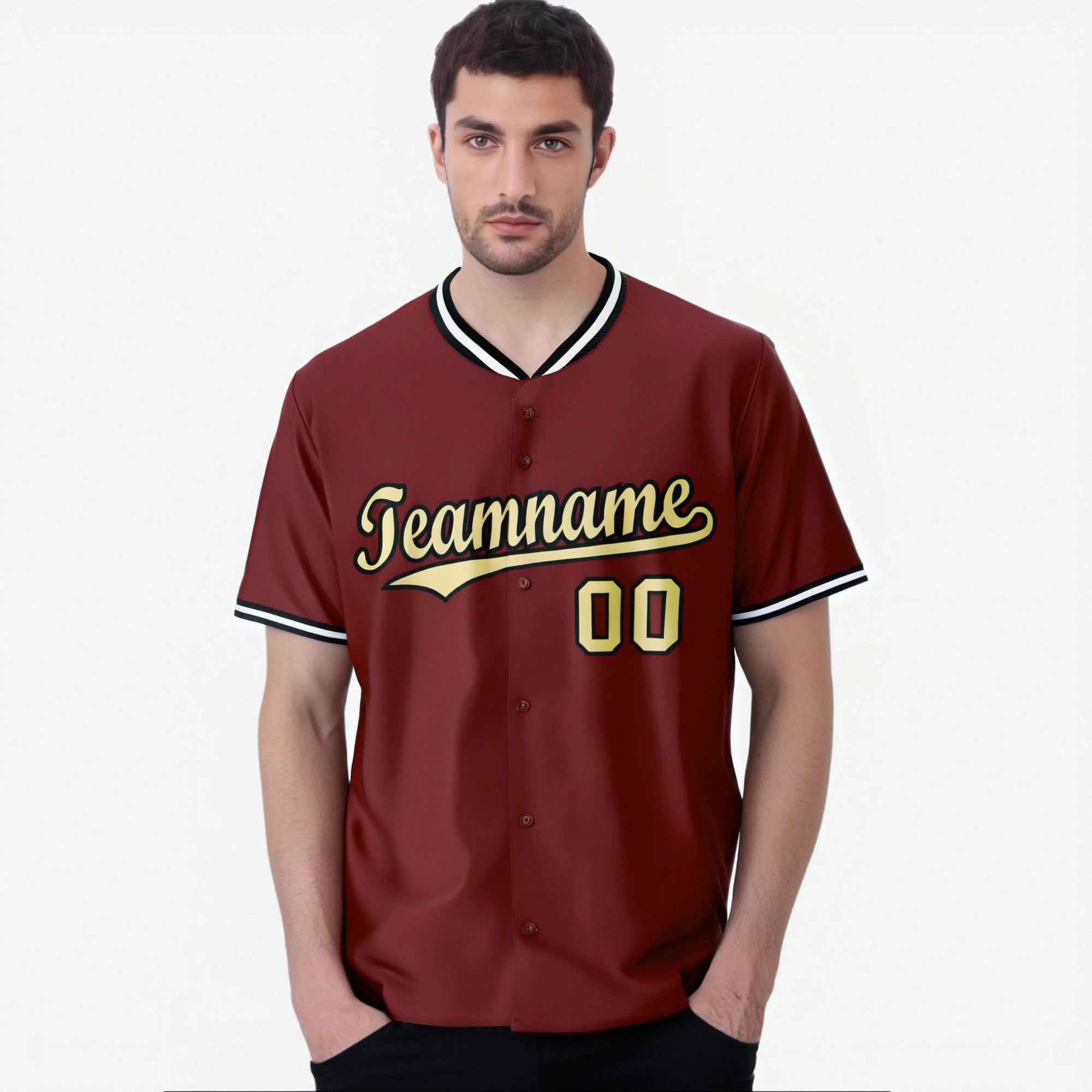 Custom Crimson Gold White Authentic Baseball Jersey