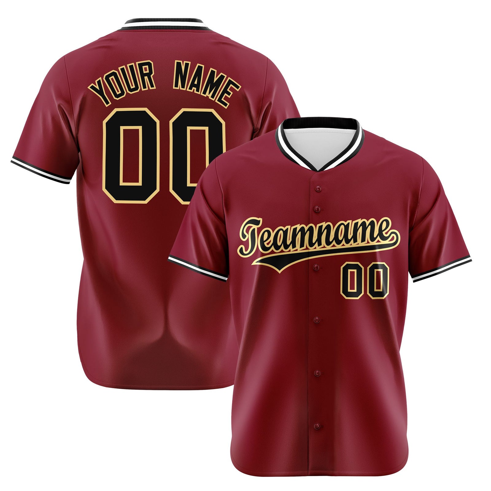 Custom Crimson Gold Black Authentic Baseball Jersey