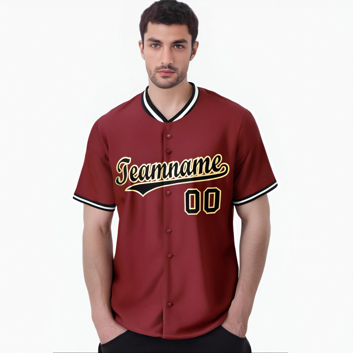 Custom Crimson Gold Black Authentic Baseball Jersey