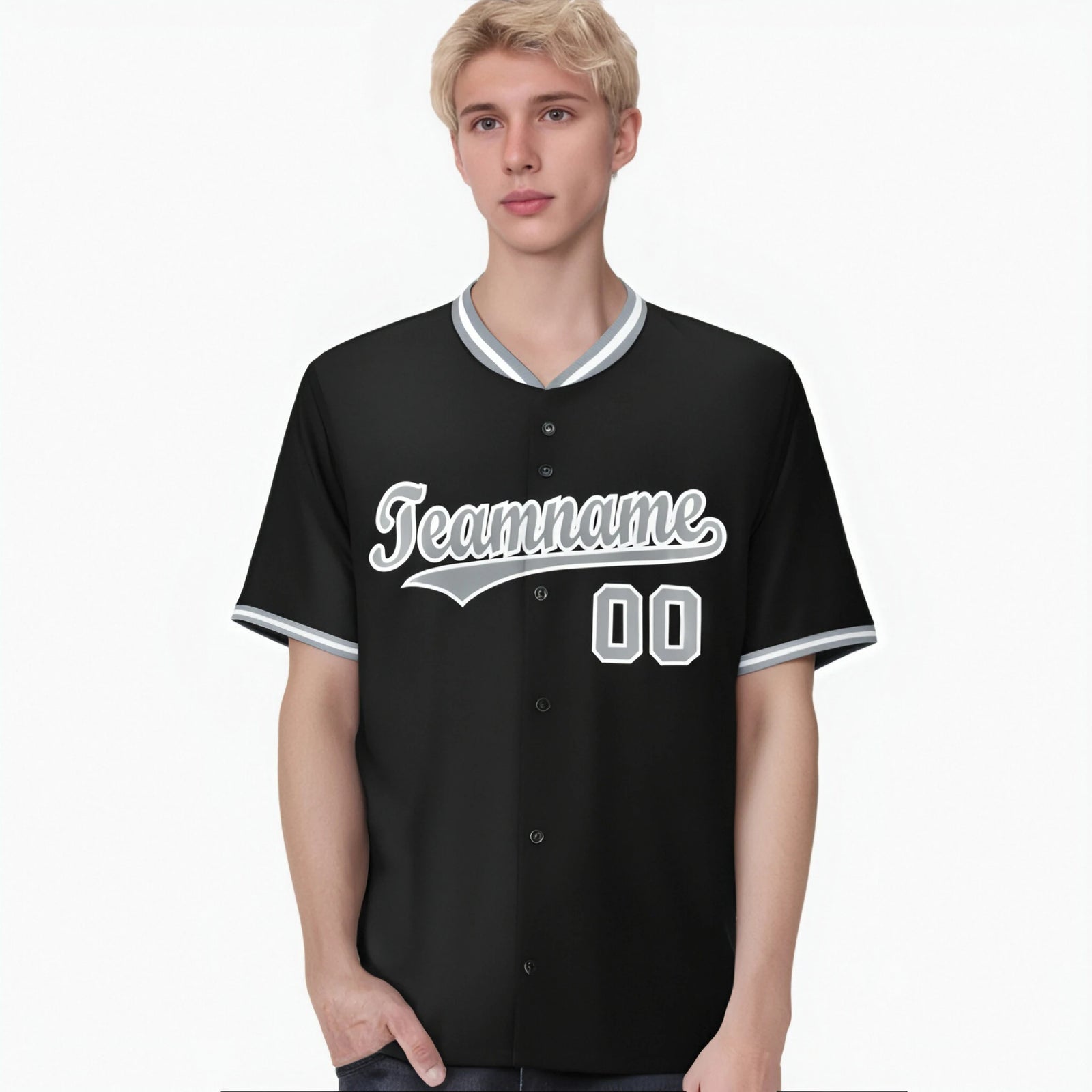 Custom Black Gray White Authentic Baseball Jersey