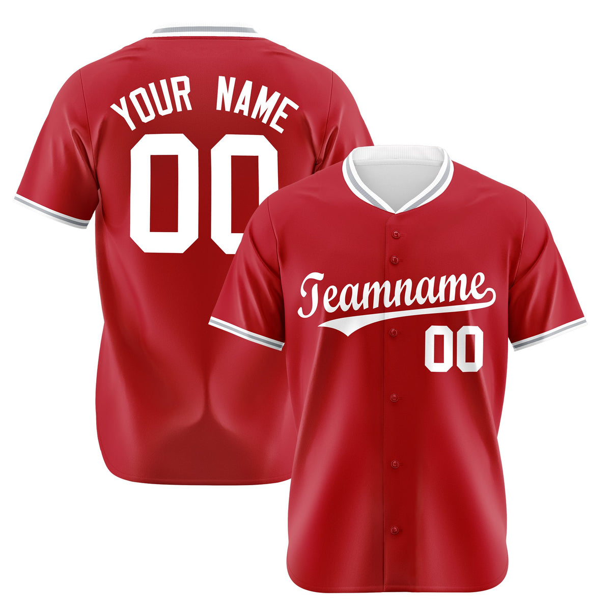 Custom Red Gray White Authentic Baseball Jersey