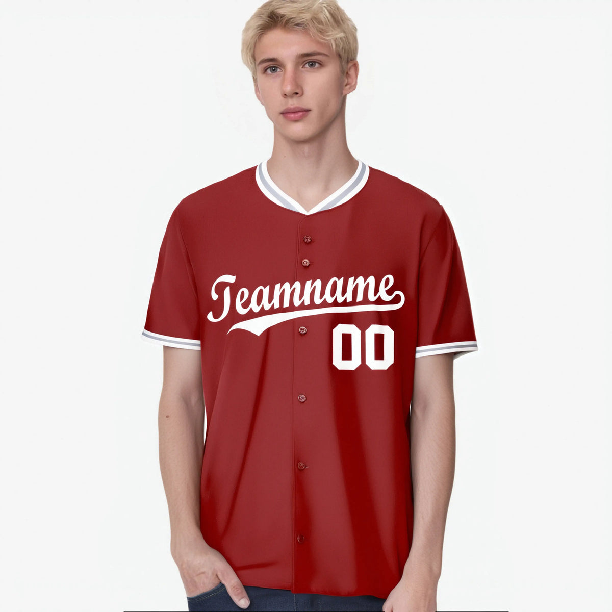 Custom Red Gray White Authentic Baseball Jersey