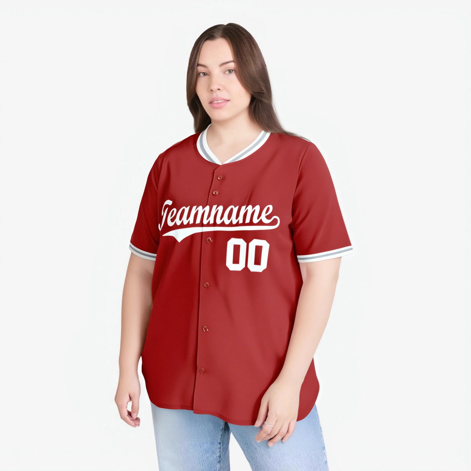 Custom Red Gray White Authentic Baseball Jersey