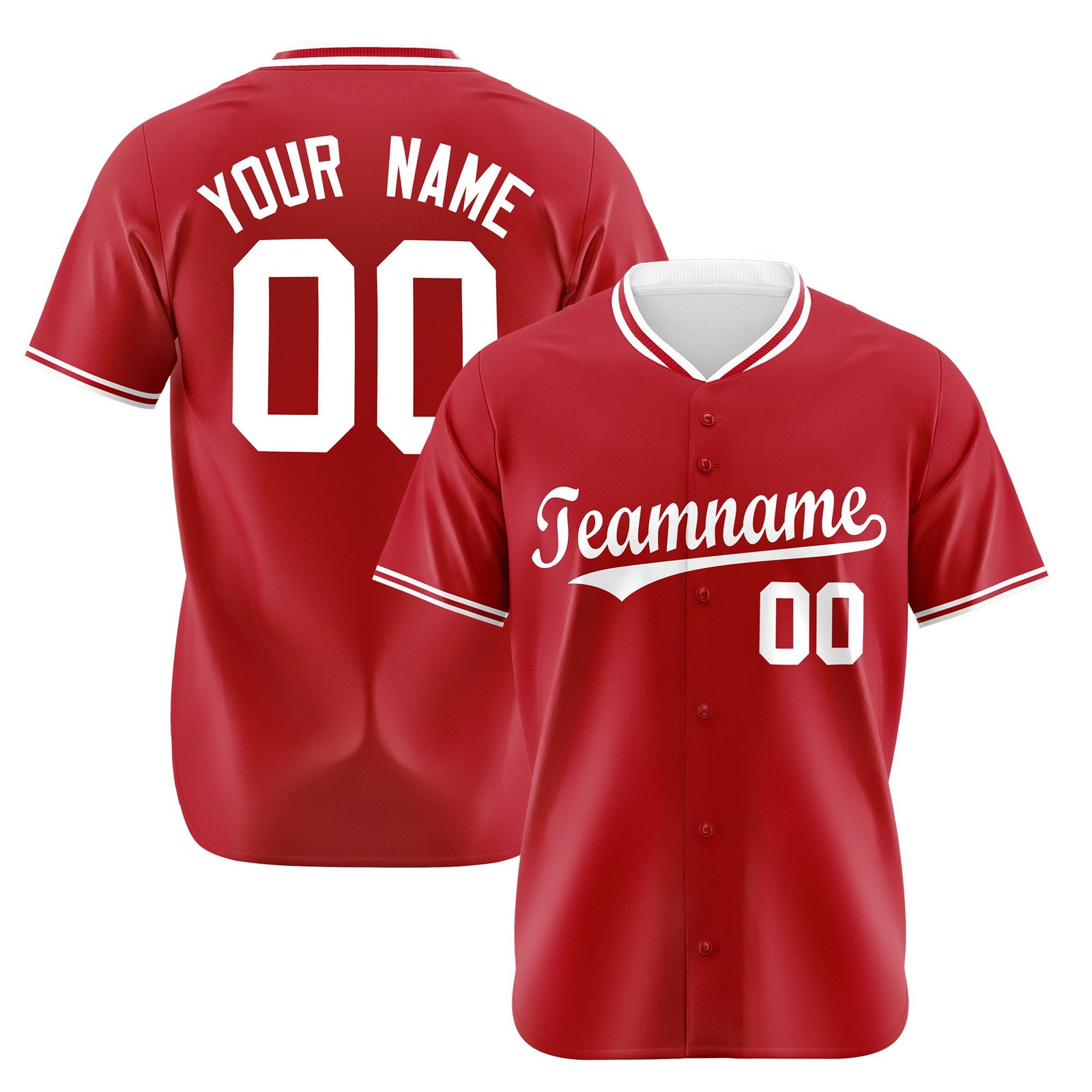 Custom Red White Authentic Baseball Jersey