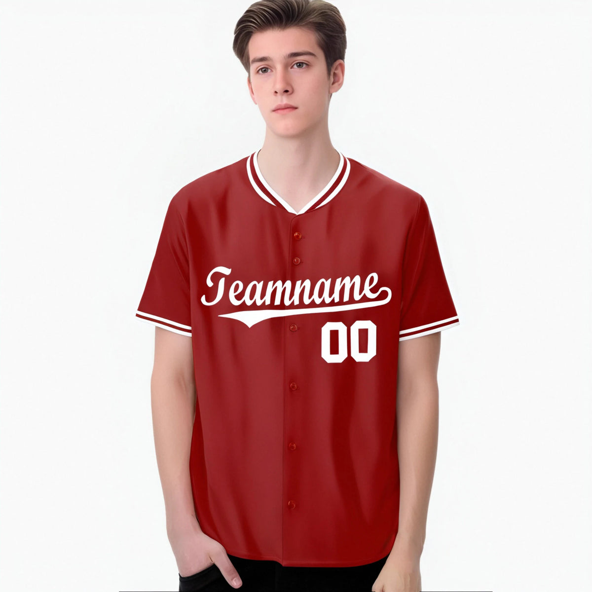 Custom Red White Authentic Baseball Jersey