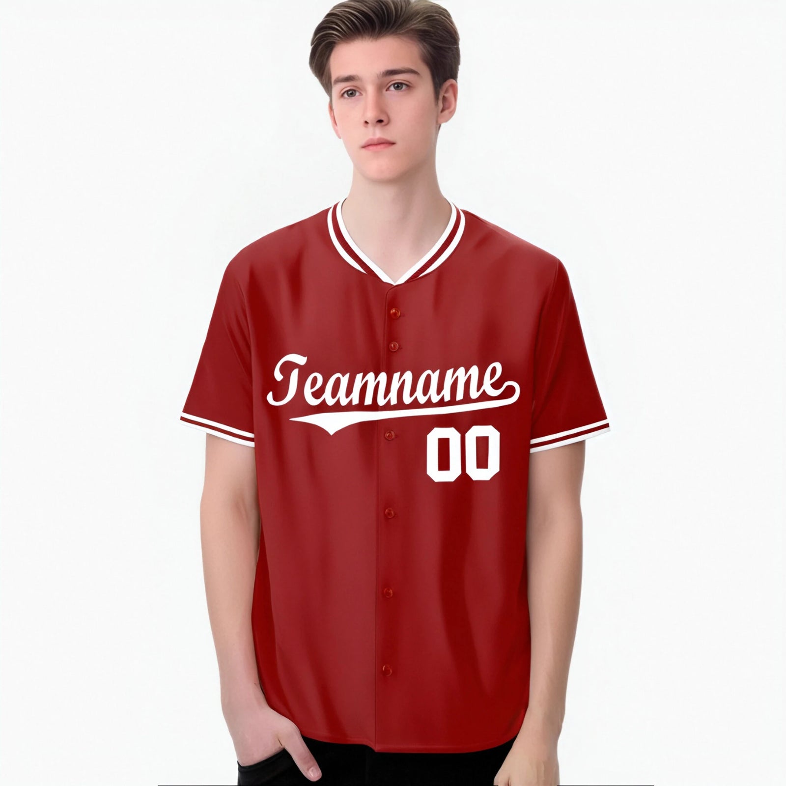 Custom Red White Authentic Baseball Jersey