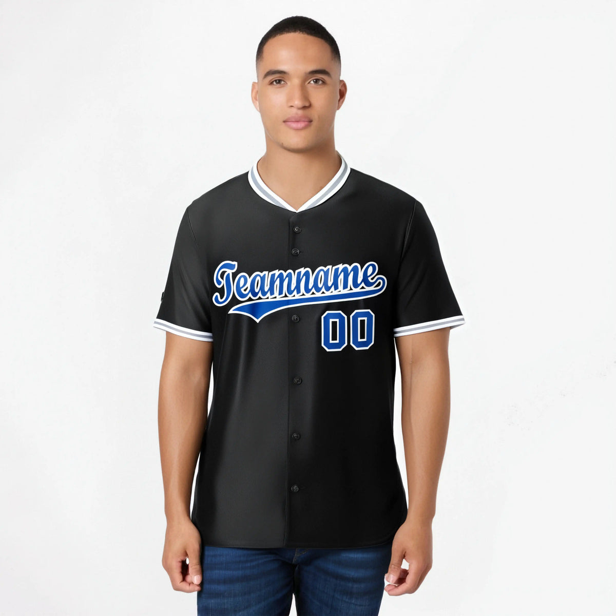 Custom Black Royal Blue White Authentic Baseball Jersey