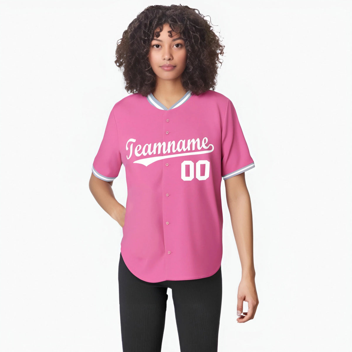 Custom Pink Gray White Authentic Baseball Jersey