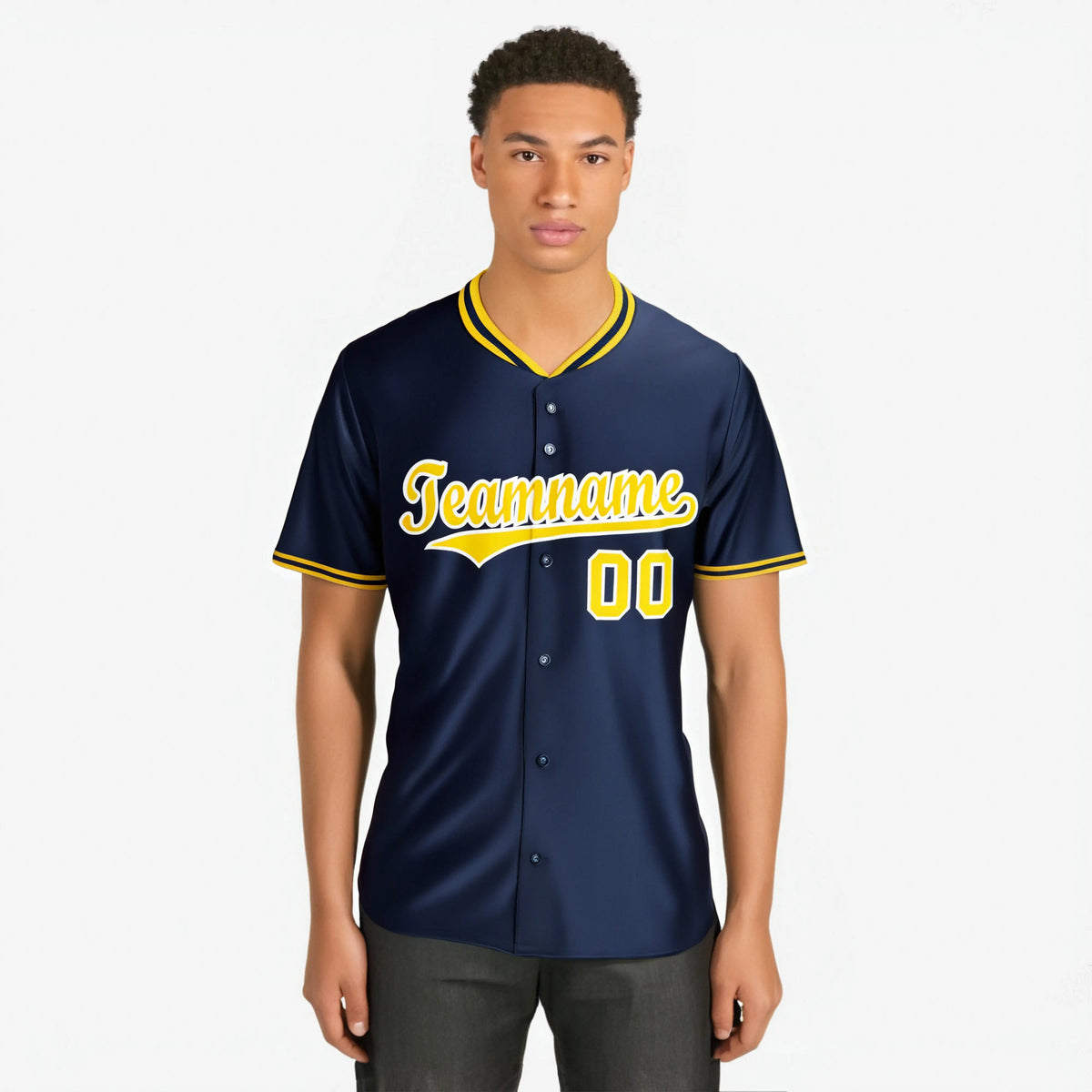 Custom Navy Gold White Authentic Baseball Jersey