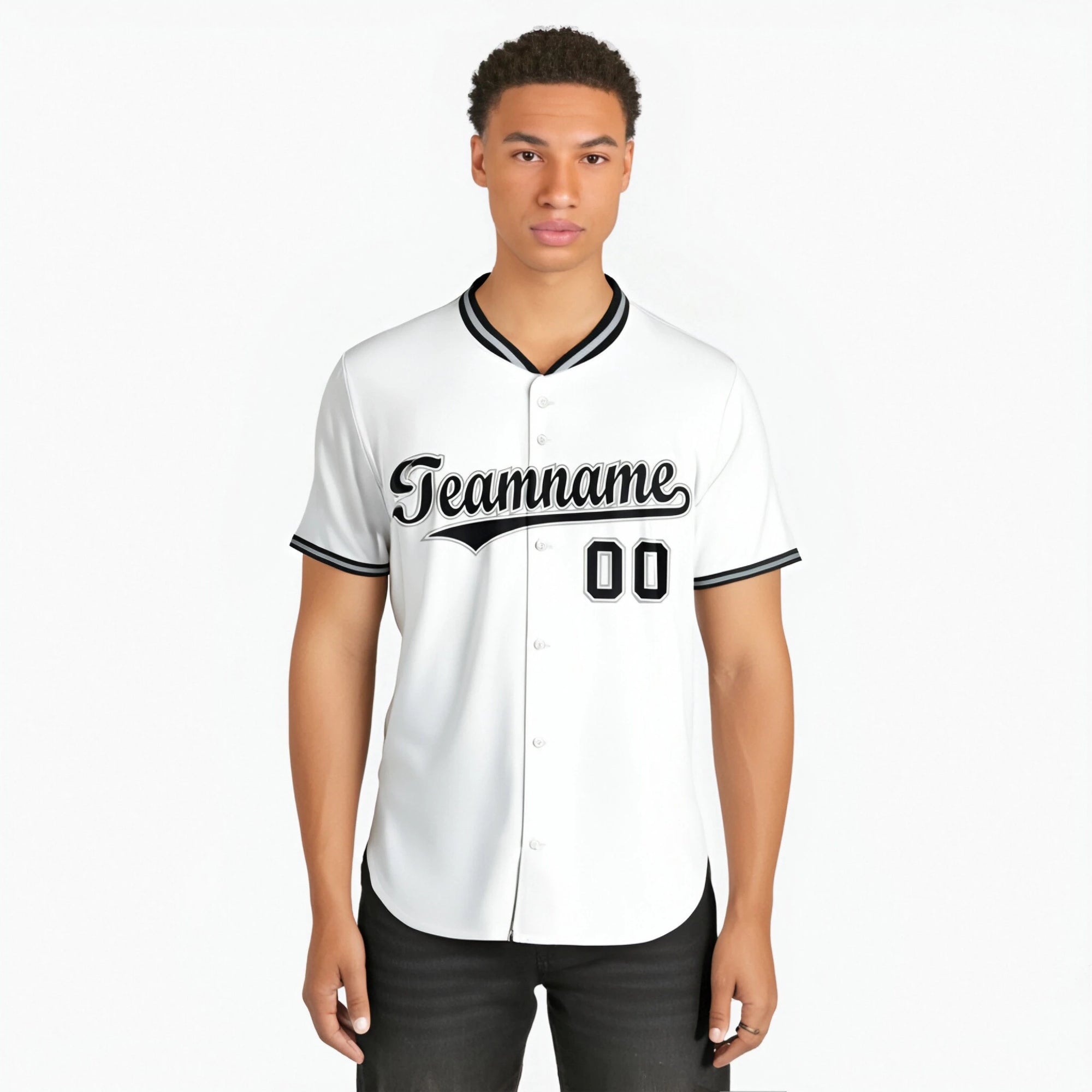 Custom White Black Authentic Baseball Jersey