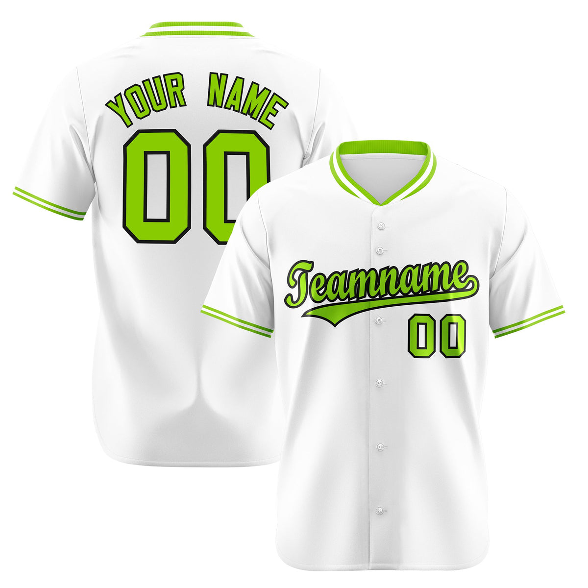 Custom White Neon Green Authentic Baseball Jersey