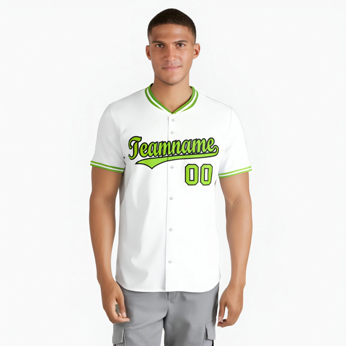 Custom White Neon Green Authentic Baseball Jersey