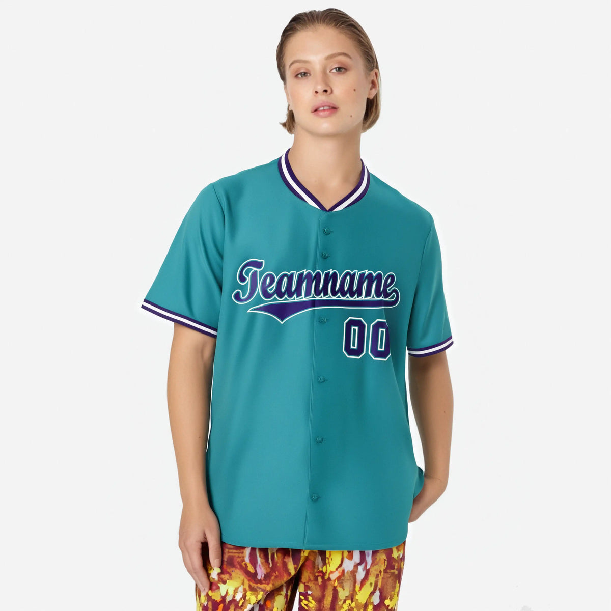 Custom Aqua Purple White Authentic Baseball Jersey