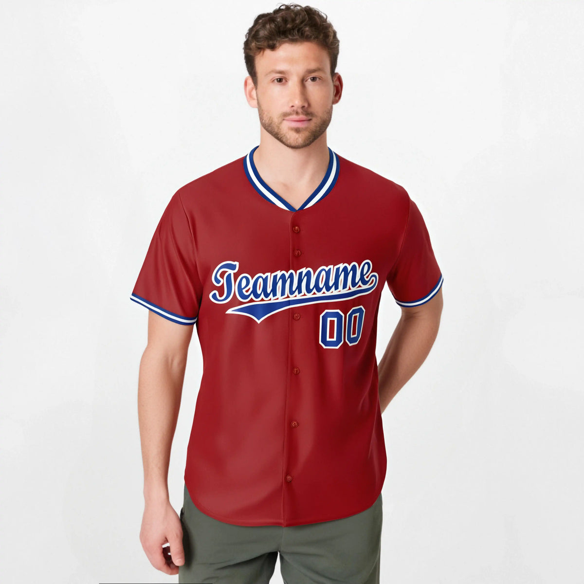 Custom Red Royal Blue White Authentic Baseball Jersey