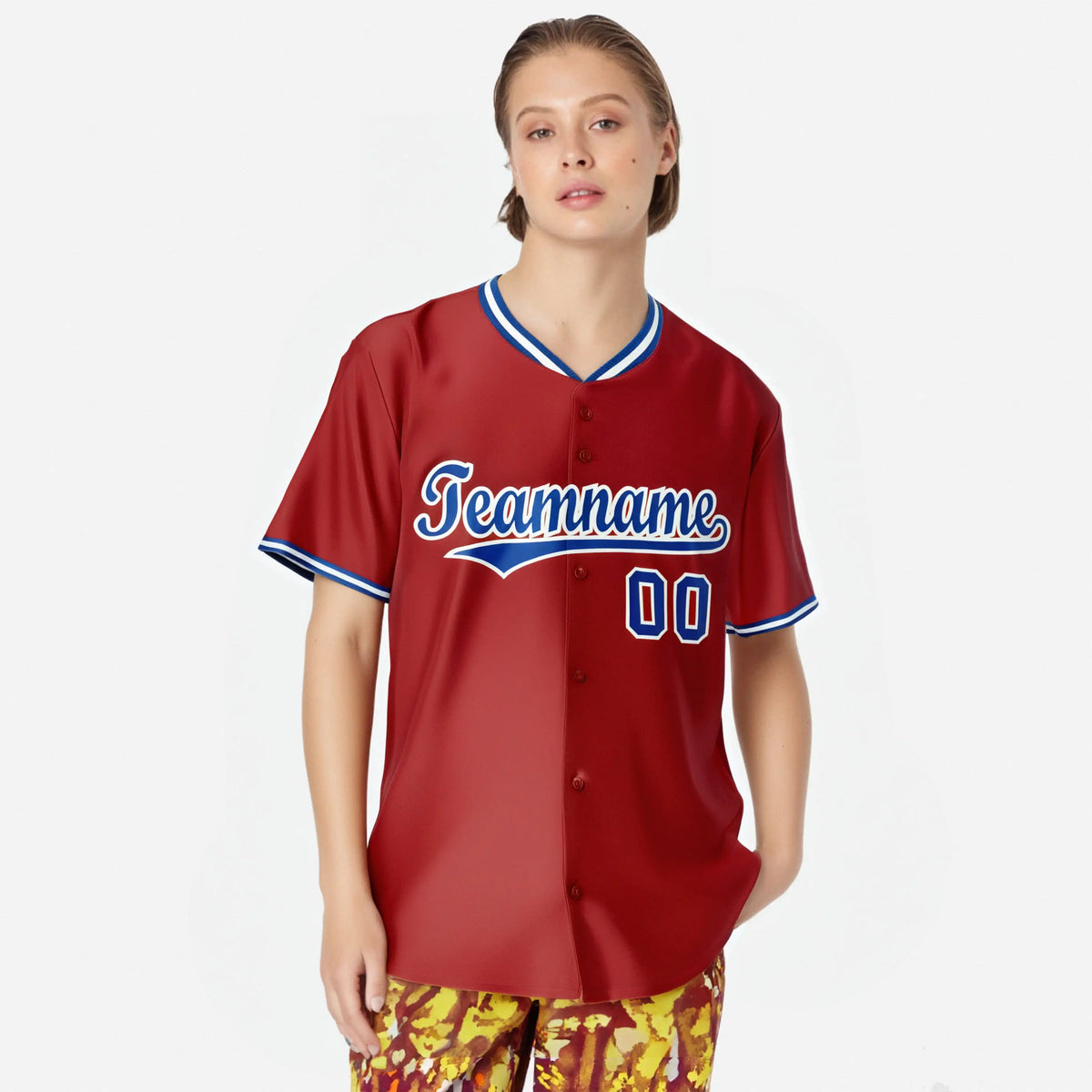 Custom Red Royal Blue White Authentic Baseball Jersey