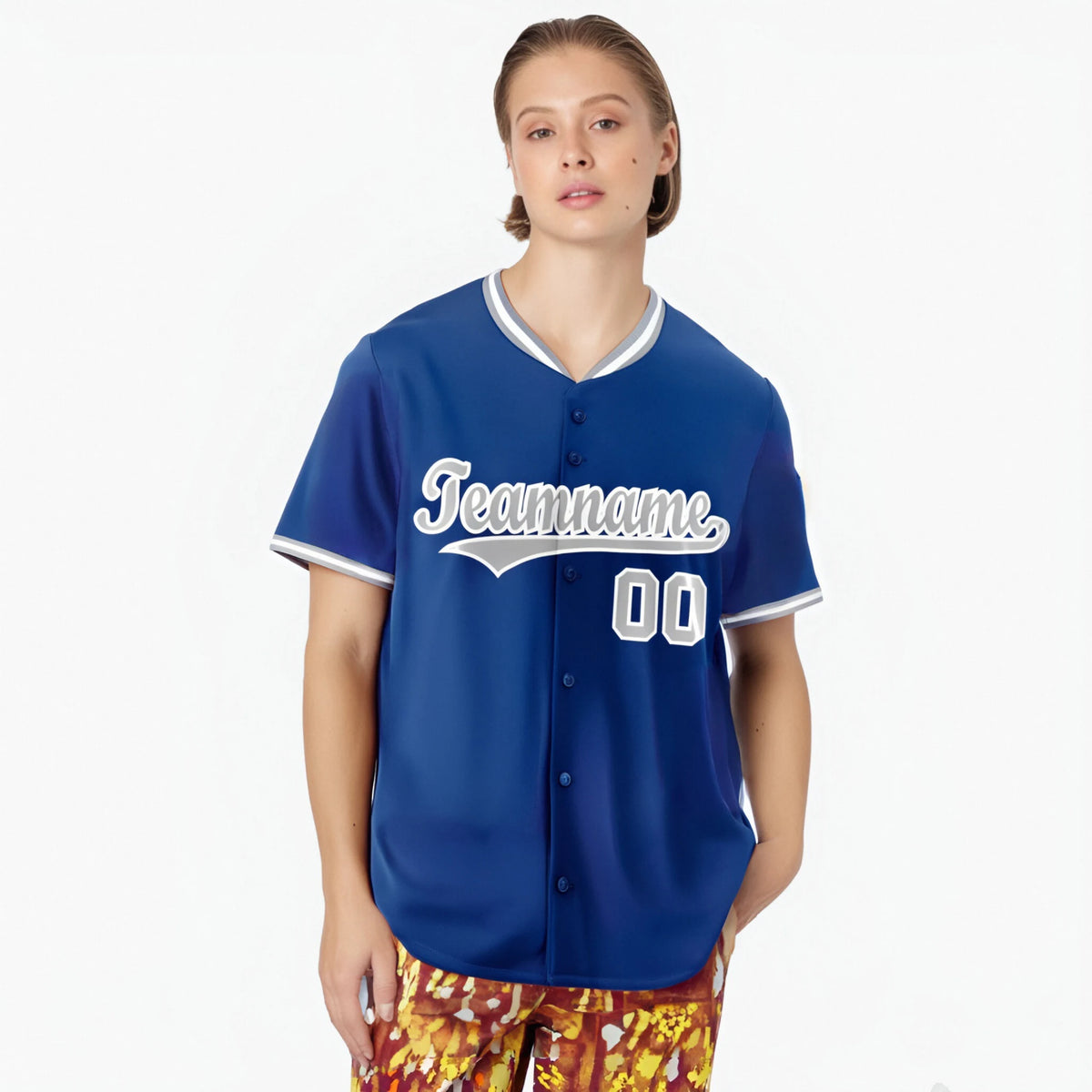 Custom Royal Blue Gray White Authentic Baseball Jersey