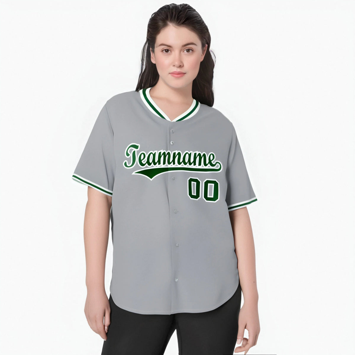 Custom Gray Kelly Green White Authentic Baseball Jersey
