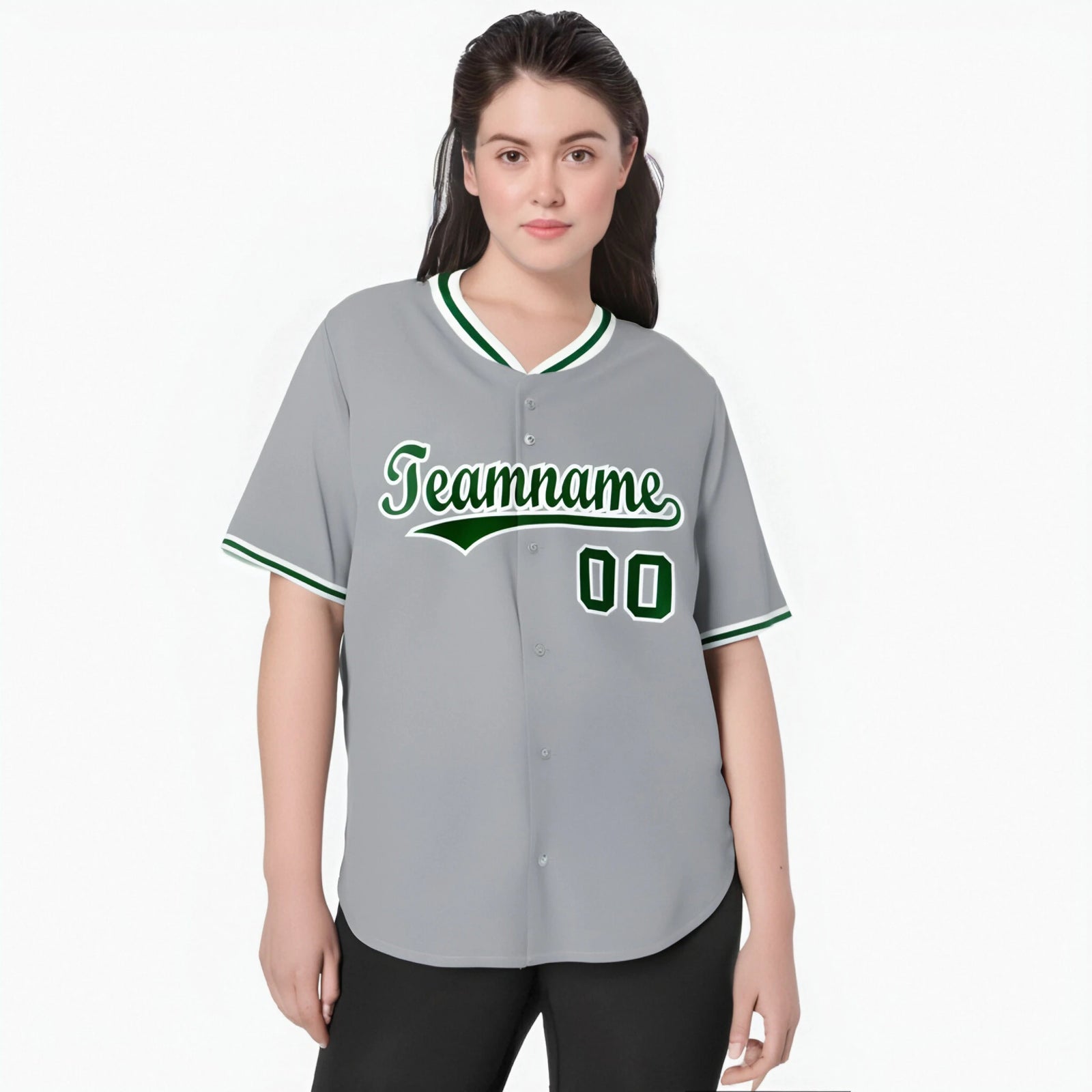Custom Gray Kelly Green White Authentic Baseball Jersey