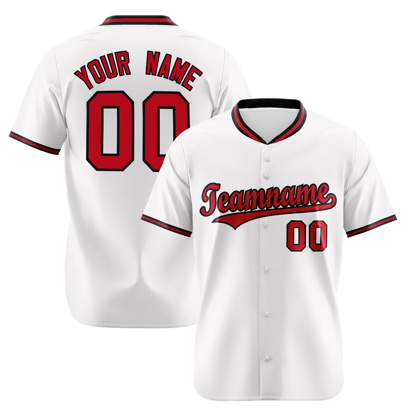 Custom White Black Red Authentic Baseball Jersey
