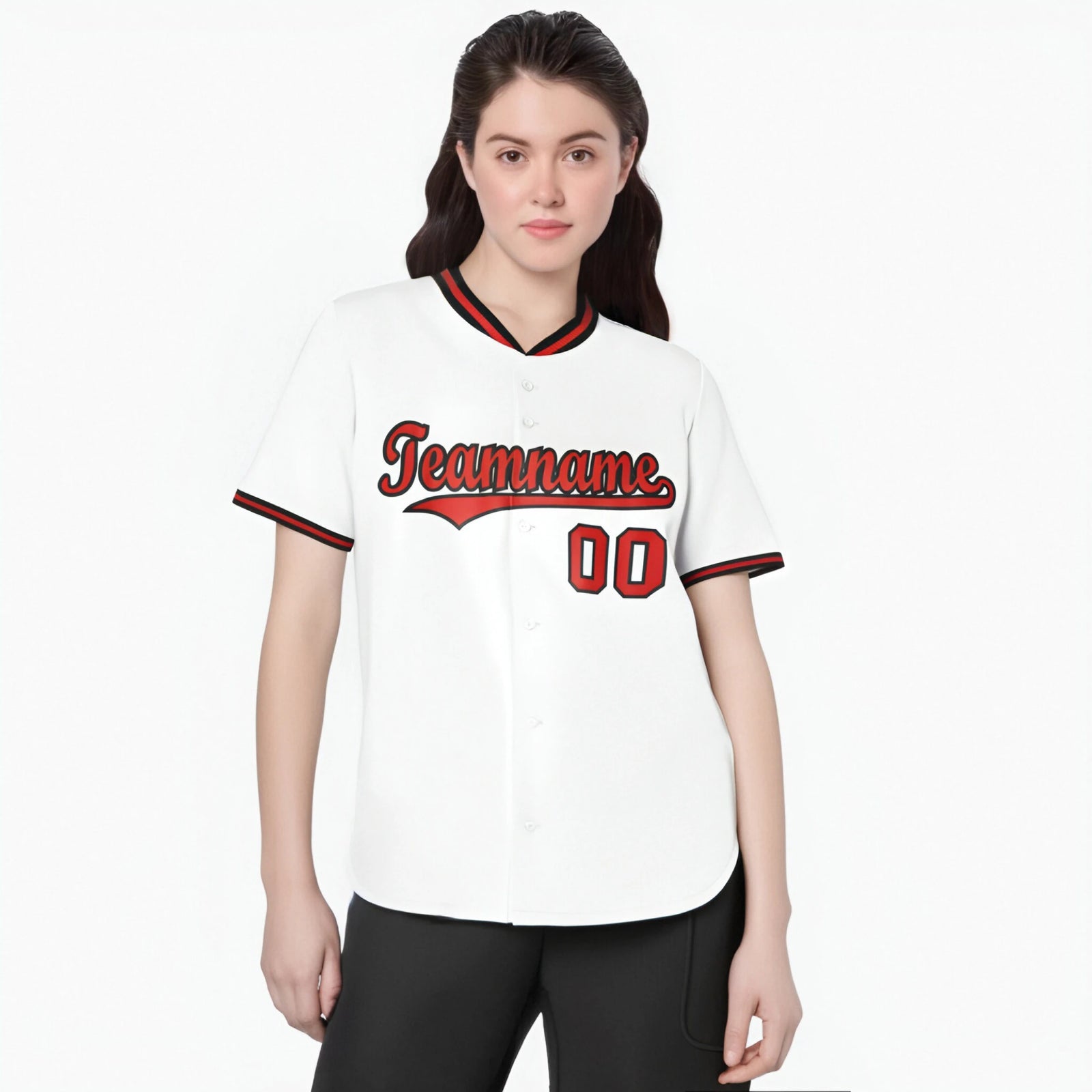 Custom White Black Red Authentic Baseball Jersey