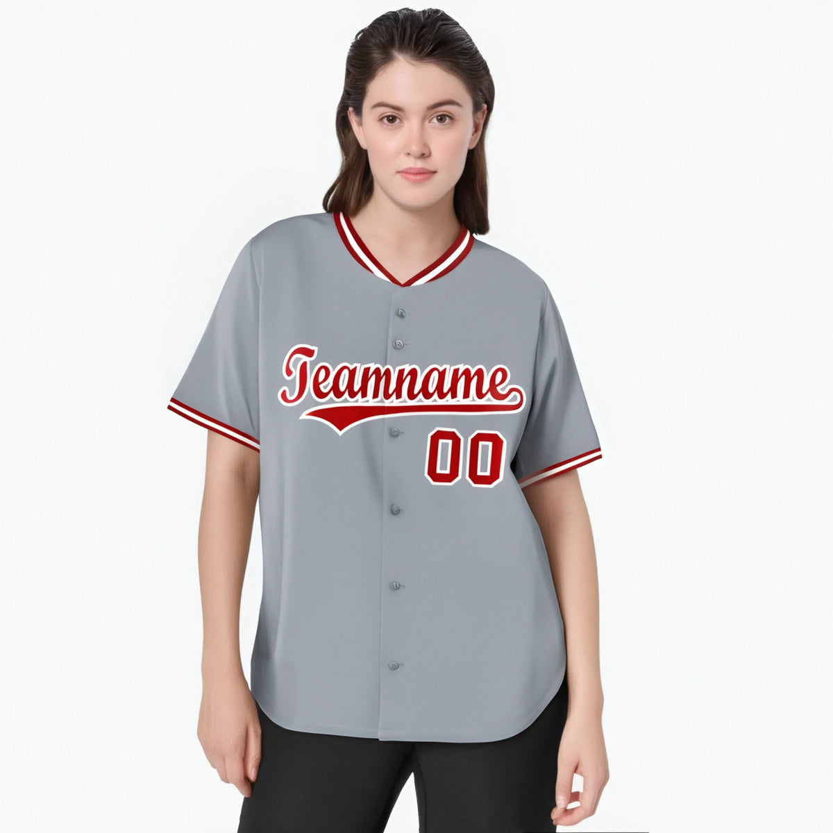Custom Gray Red White Authentic Baseball Jersey