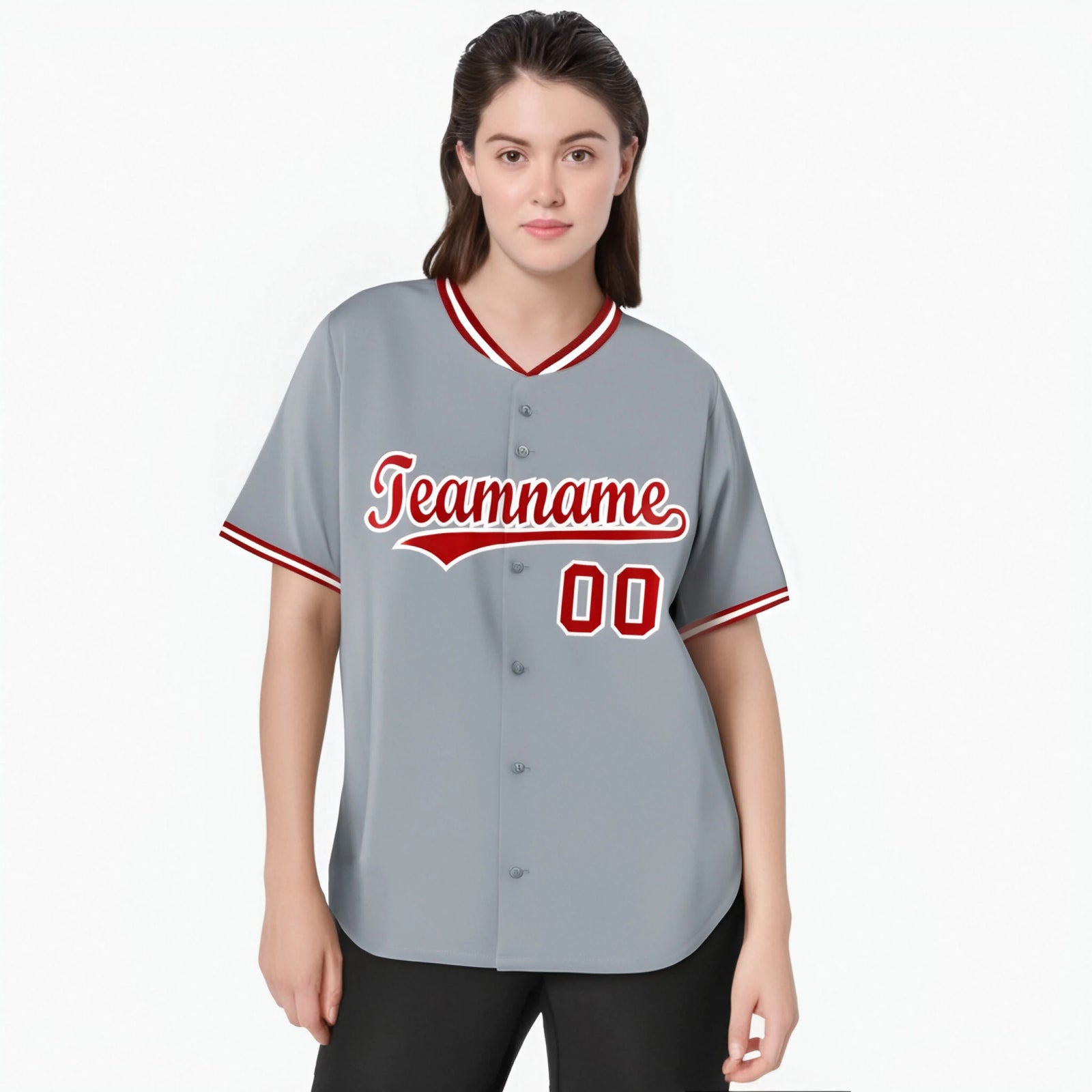 Custom Gray Red White Authentic Baseball Jersey