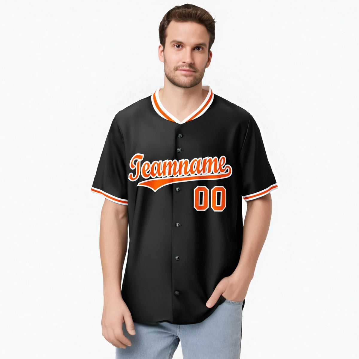 Custom Black Orange White Authentic Baseball Jersey