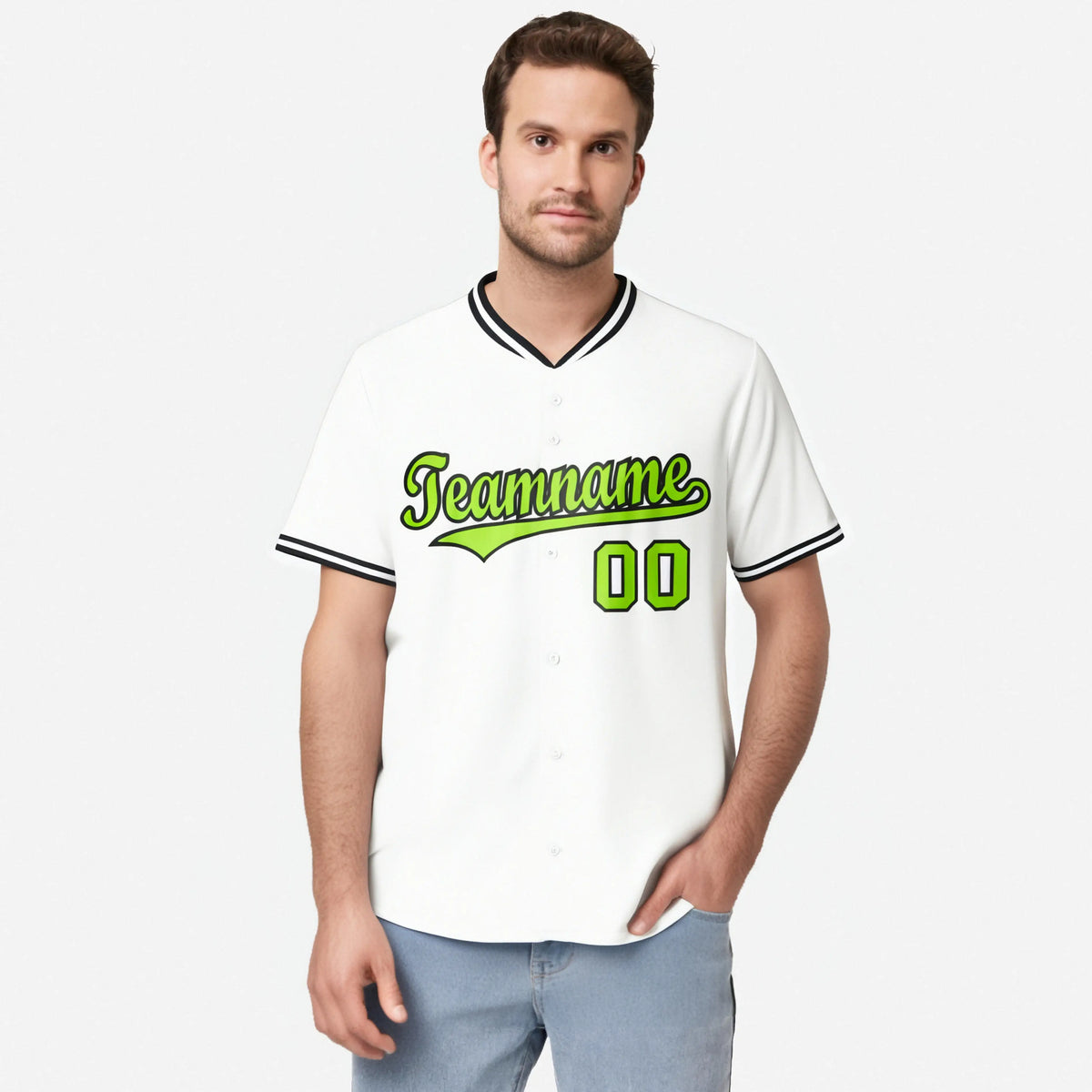 Custom White Neon Green Black Authentic Baseball Jersey