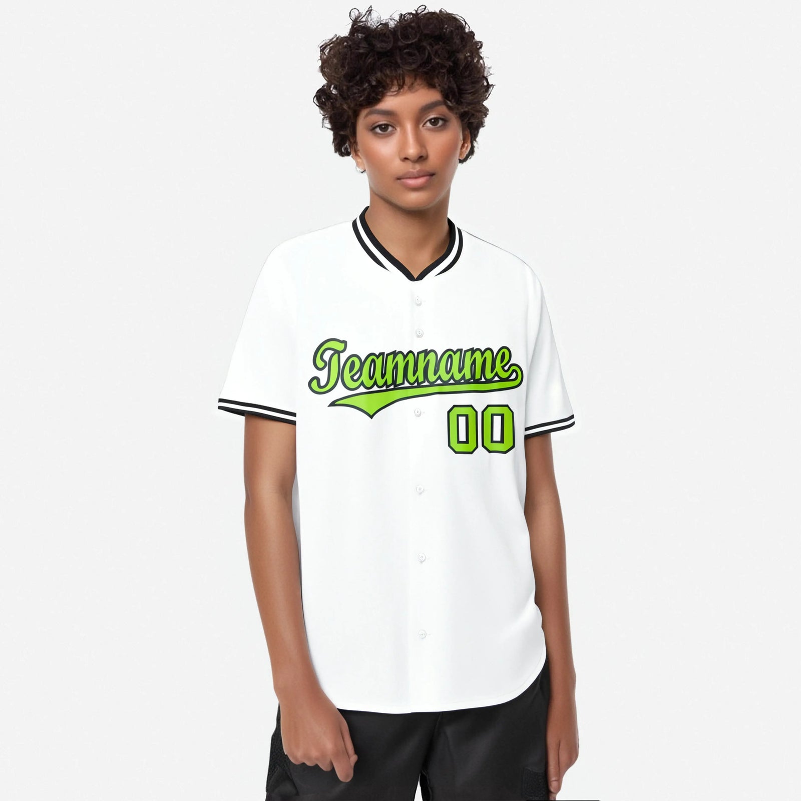 Custom White Neon Green Black Authentic Baseball Jersey