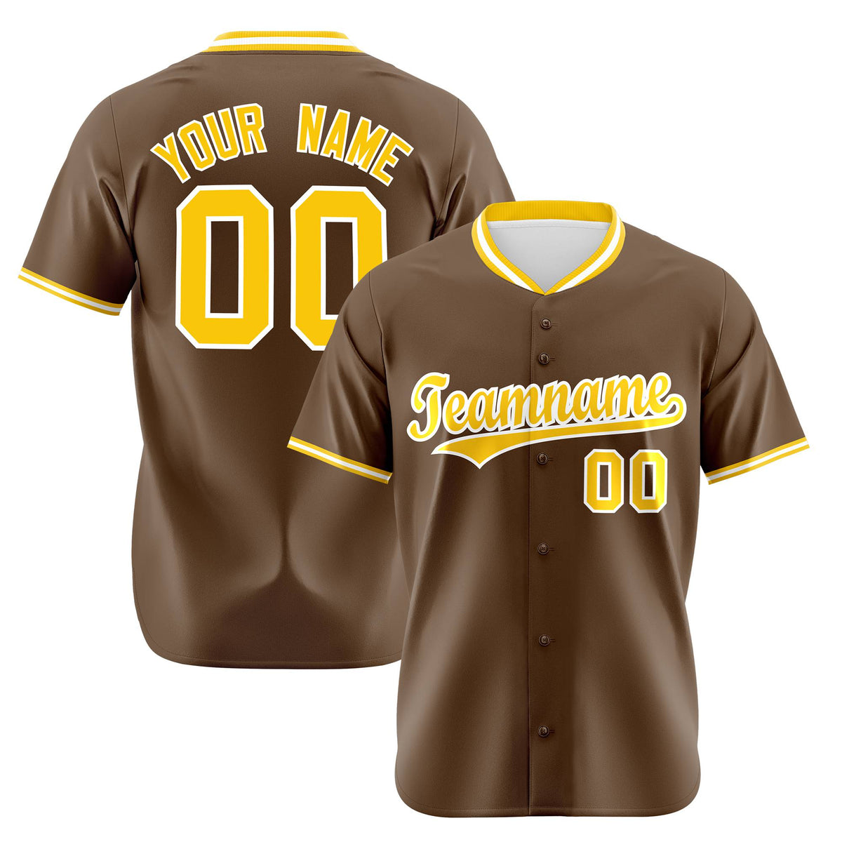 Custom Brown Gold White Authentic Baseball Jersey